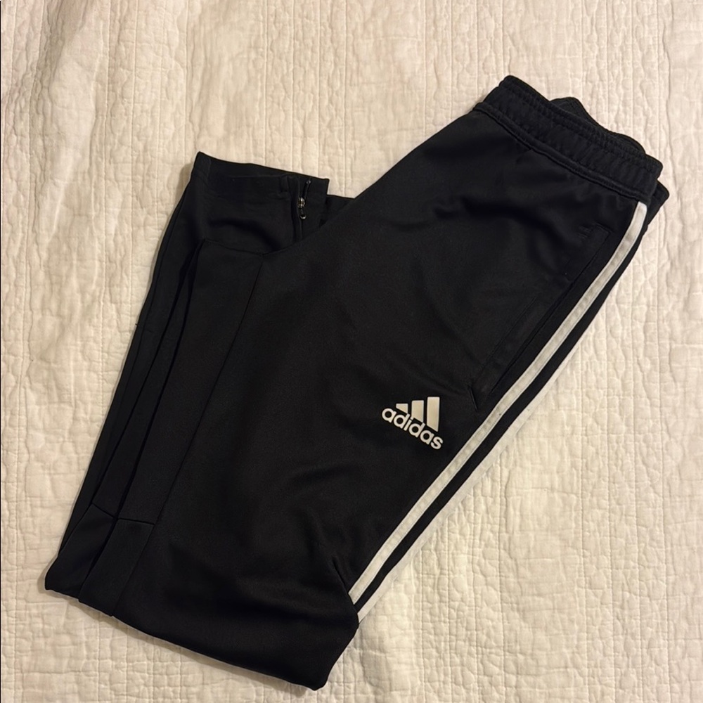 Adidas Black and White Sweatpants with Signature Stripes